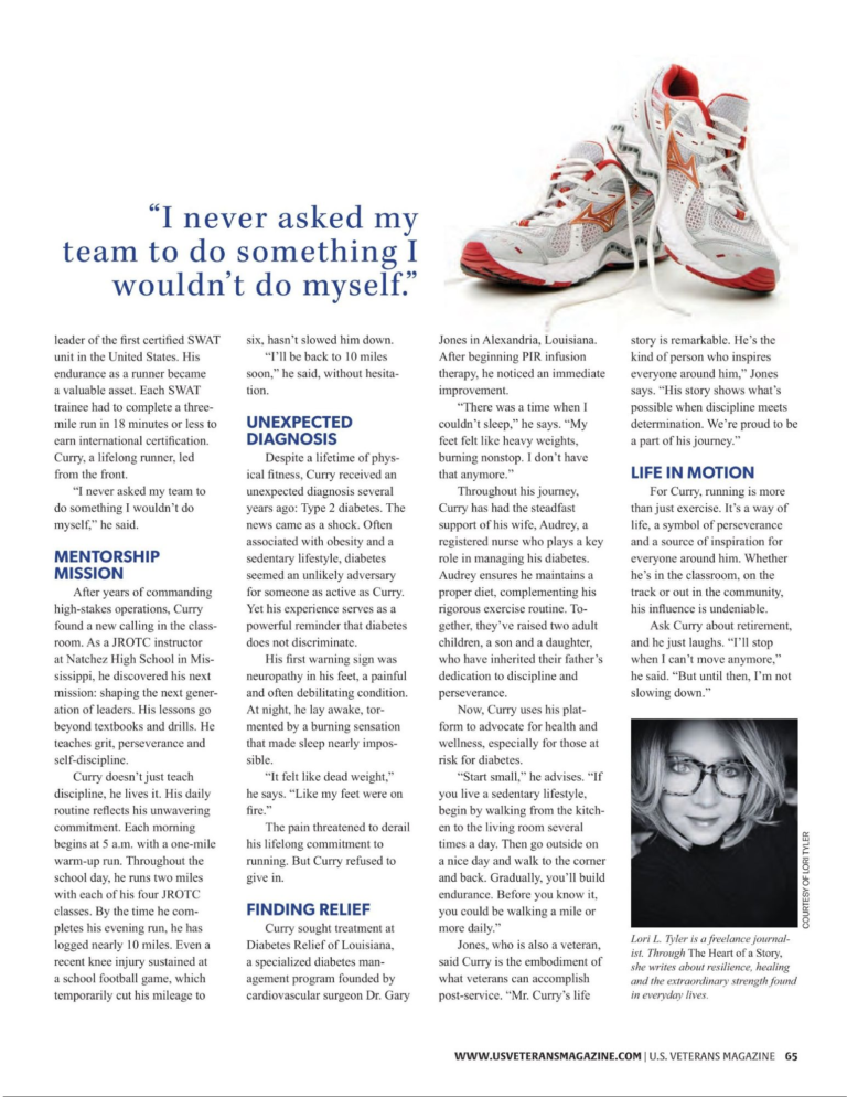 U.S. Veterans Magazine feature article page highlighting the leadership and perseverance of Air Force veteran Herman Curry